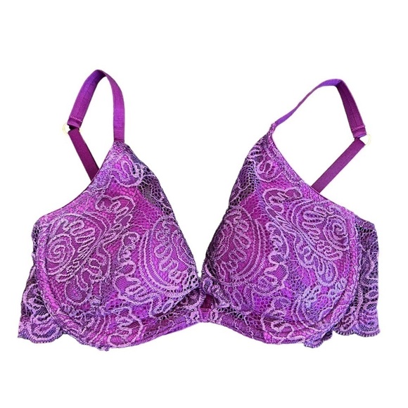 VICTORIA’S SECRET VERY SEXY LACE OVERLAY PURPLE PUSH UP WITHOUT PADDING SIZE 36B - Picture 4 of 4